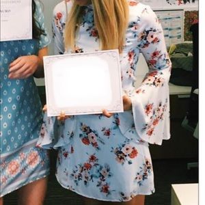 Lulu’s long sleeve, light blue floral dress